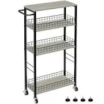 Slim Storage Cart 4 Tier Slim Rolling Cart on Wheels Mobile Narrow Kitchen Cart 