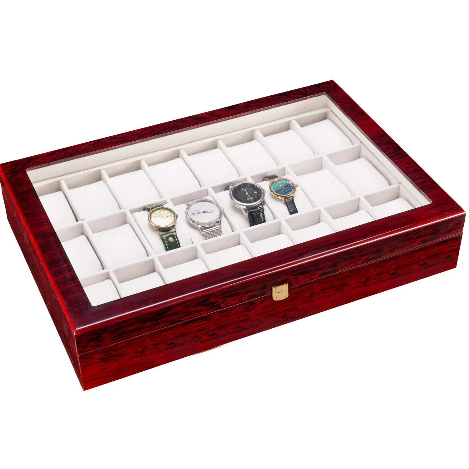 Fosinz 24 Slots Wooden Watch Display Box