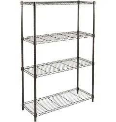 Amazon Basics 4-Shelf Adjustable, Heavy Duty Storage Shelving Unit, Black (36L x 14W x 54H) & 3-Shelf Adjustable, Heavy Duty Storage Shelving Unit, Black (23.3L x 13.4W x 30H)