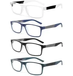 DONGDI 5-pack Blue Light Blocking Reading Glasses 4 Clear and 1 Sun Readers for Women Men,Anti Glare UV Ray Filter Eyeglasses +1.75