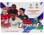 2023/24 Topps UEFA Club Competitions Topps Finest Soccer Hobby Trading Card Box with 2 Autographs