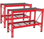 CRAFTSMAN 2-Shelf 3-Foot Tall Stackable Tool Chest Depth Storage Rack, 2-Pack, Red