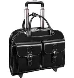 Mcklein Ladies Briefcase 15&#034; Built-In Padded Compartment Cowhide Leather Black