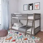 Max Lily Low Bunk Bed, Twin-Over-Twin Wood Bed Frame for Kids, Clay