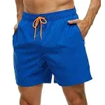 Tyhengta Men's Swim Trunks Quick Dry Beach Shorts with Zipper Pockets and Mesh Lining DeepBlue 34