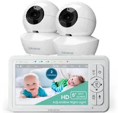  5&#034; HD Split-Screen Baby Monitor, Video Baby Monitor with 2 Cameras and Audio, 