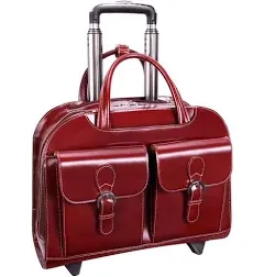 McKlein Davis Style 96186A Red Ladies Laptop Bag Case 15.6&#034; Leather Wheeled- New