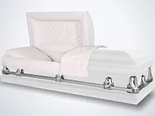 Orion Series White Steel Casket with Pink Interior