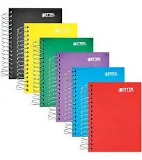 Fat Book Spiral Notebooks 6 Pack Small Notebooks with Poly Plastic Covers 5.5...