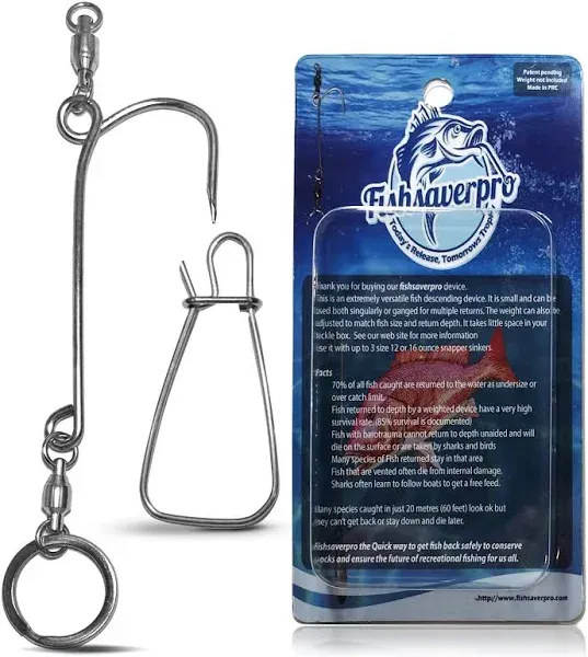 Fishsaverpro-Fish descending return device - Compact & reliable release device built for long life. No mechanical release to fail. Great for red snapper. Unlike fish venting tools fully NOAA compliant