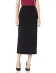 Kasper Crepe Column Skirt Women's 4 Black Solid Back Slit Zipper Closure