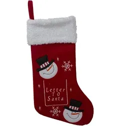 Northlight 18" Red and White Embroidered Snowmen Letter to Santa Christmas Stocking