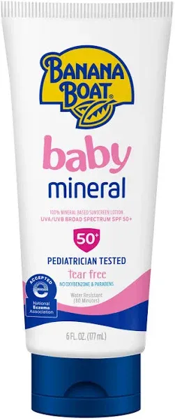 Banana Boat Baby Mineral Sunscreen Lotion - SPF 50+ Tear Free - 6 OZ