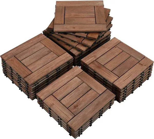 Yaheetech 27pcs Interlocking Wood Flooring Tiles for Patio Garden Deck