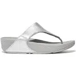 Fitflop Women's Lulu Padded-Knot Metallic-leather Toe-Post Sandals - Silver - Size 9M