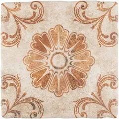 Merola Tile Costa Arena Decor Fleur 7-3/4 in. x 7-3/4 in. Ceramic Floor and Wall Tile