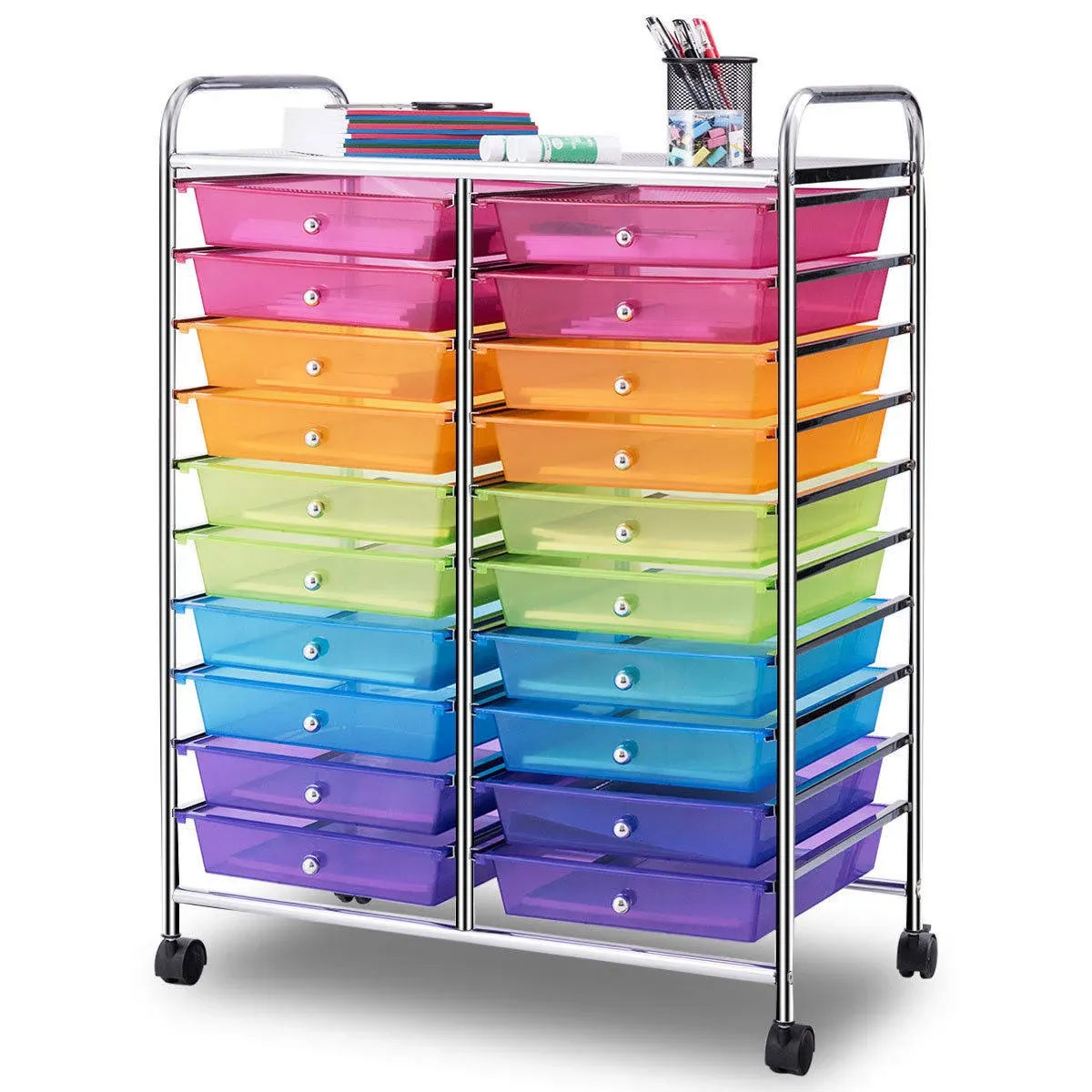 Costway 20 Drawer Rolling Storage Cart Scrapbook Paper Office Organizer