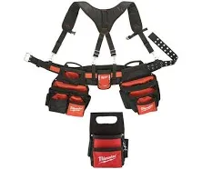 Milwaukee General Contractor Work Belt with Suspension Rig with 9-Pocket Utility Pouch