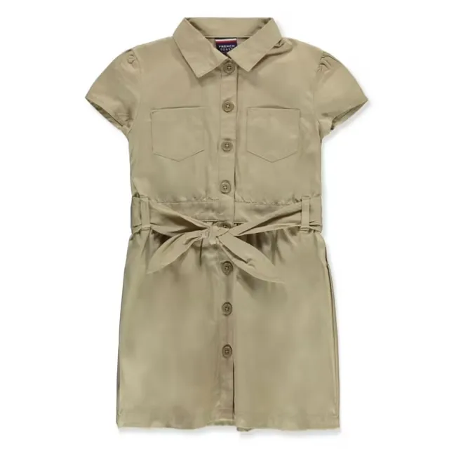 French Toast Girls' Safari Dress - Khaki, 8