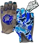 Fish Monkey Gloves Stubby Guide Glove Old School Camo Blue / Medium