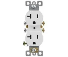 Aida Duplex Receptacle Wall Outlet, 20Amp 125V Wall Outlet, Residential, 3-Wire, Self-Grounding, UL Listed, Side Wire Only, White (10 Pack) 030551