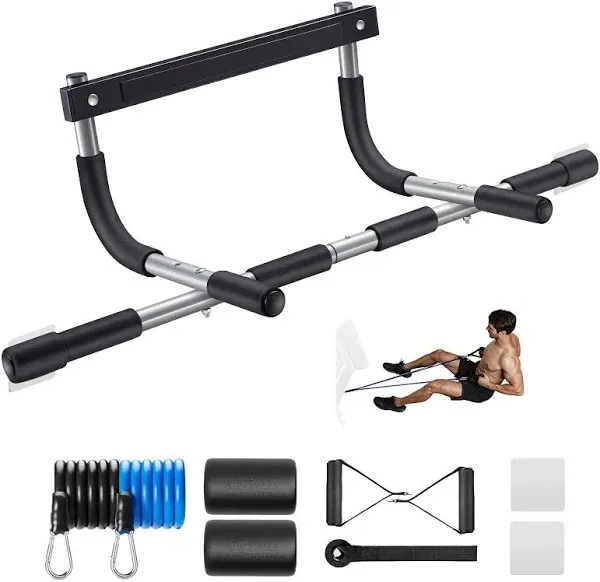 Pull up Bar for Doorway | Thickened Steel Max Limit 440 Lbs Upper Body Fitness W