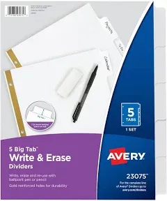 Avery Write Erase Big Tab Dividers