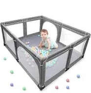 YOBEST Baby Playpen, Infant Playard with Gates, Sturdy Safe Playpen 75&#034; X 56&#034;