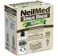 NEILMED Drug Free Sinus Rinse Kit W/Xylitol Nasal Rinse System 50 Ct *EXP 12/25*