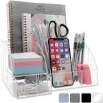 Clear Acrylic Desk Oganizer, 9 Compartments, Office Supplies and Desk Accesso...