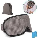 3D Sleeping Eye Mask with Earplugs, 100% Light Blocking Sleep Mask for Men Women