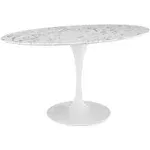 Modway Lippa 60" Oval Artificial Marble Dining Table - White