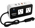 Ysolx 200W Car Power Inverter, DC 12V to 110V AC Converter, Fast Car Charger Adapter with 18W Quick Charge/ 20W USB-C/ 4.8A Dual USB/Dual 110V AC