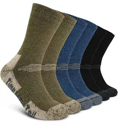 Time May Tell Mens Merino Wool Hiking 9-13, Black，green，bl<wbr/>ue(3 Pairs) 