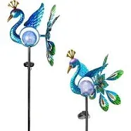 TLKJ Peacock Wind Spinner Solar Garden Stake Lights