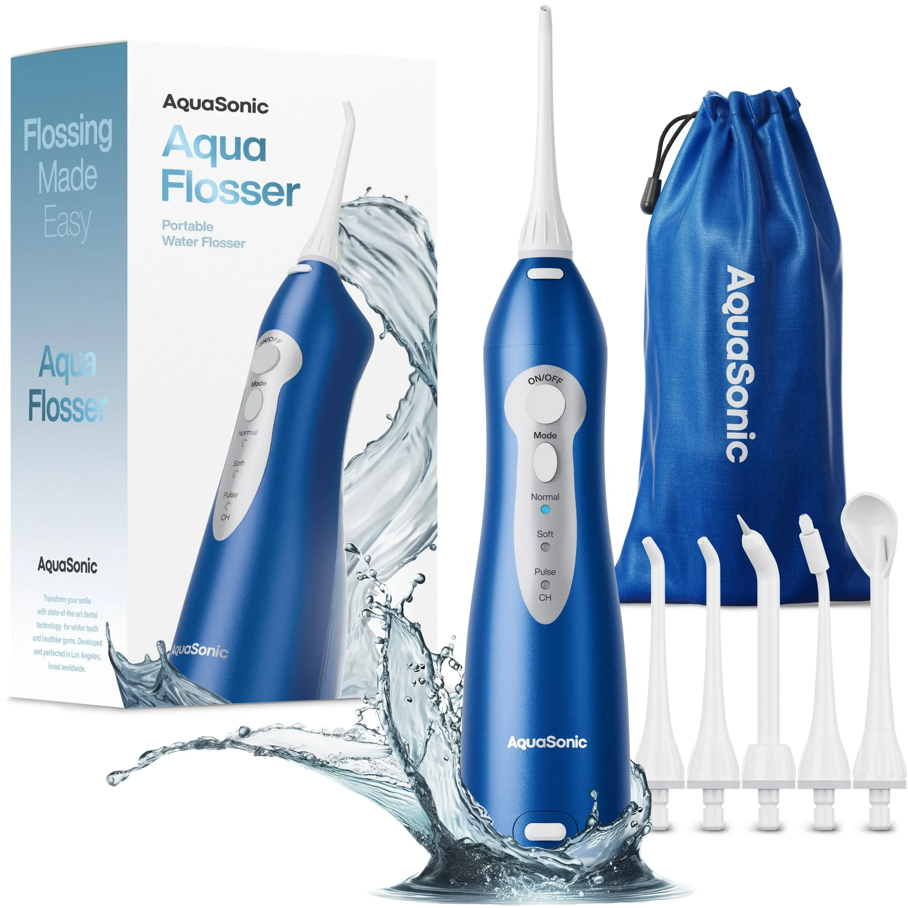 Aquasonic Aqua Flosser Cordless Rechargeable Water Flosser