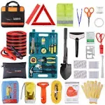 Car Roadside Emergency Kit with Jumper Cables, Auto Vehicle Safety Road Side Assistance Kits