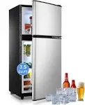 Geekman 3.5 Cu.ft Mini Fridge with Freezer, 2 Door Design Small Refrigerator, 7 Level Adjustable Thermostat, Compact Fridge for Dorm, Office, Kitchen