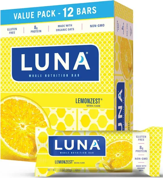 Luna Nutrition Bar Lemon Zest -- 15 Bars