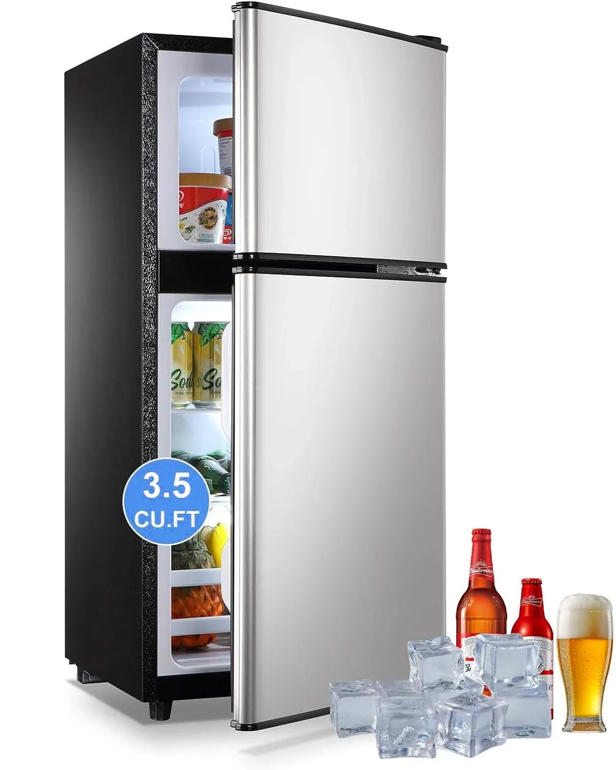 Geekman 3.5 Cu.Ft Mini Fridge with Freezer, 2 Door Design Small Refrigerator,.<wbr/>..