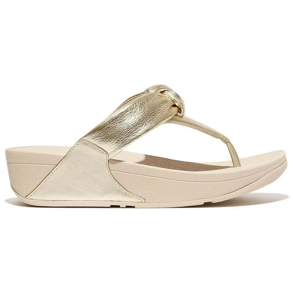 Fitflop Women's Lulu Padded-Knot Metallic-Leather Toe-Post Sandals