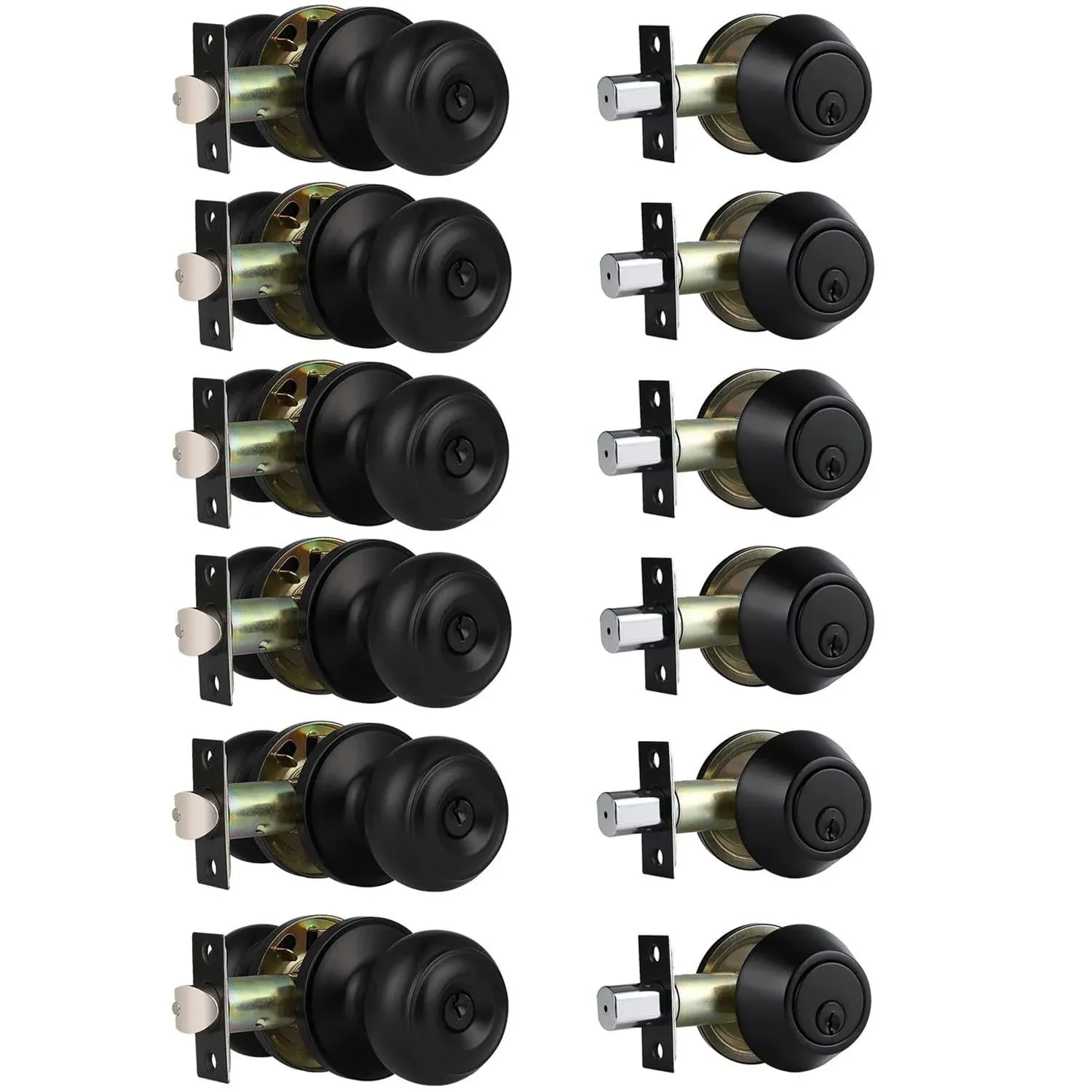 Home Improvement Direct 6 Pack Keyed Alike Entry Door Knobs and Single Cylinder ...