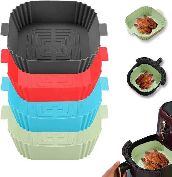 LYHOLKEER 4pcs Air Fryer Silicone Reusable Liners