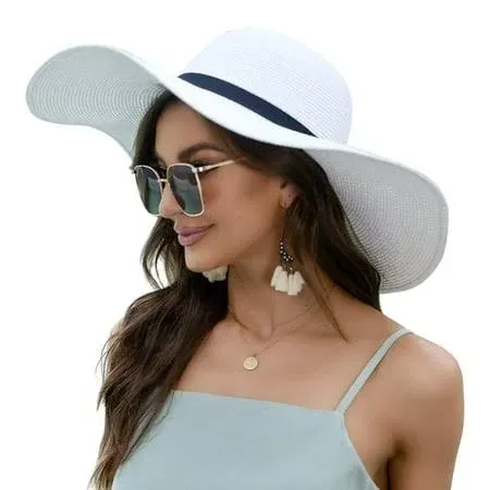 Naivlizer Women's Wide Brim Straw Sun Hat