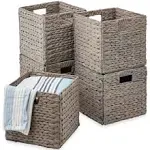 Best Choice Products 13x13in Hyacinth Storage Baskets, Set of 5 Multipurpose Collapsible Organizers - Gray