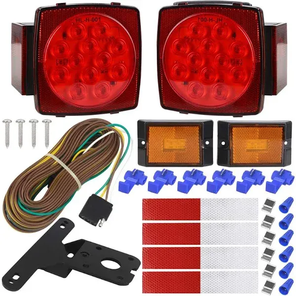 Linkitom Submersible LED Trailer Light Kit, Super Bright Brake Stop Turn Tail License Lights for Camper Truck RV Boat Snowmobile Under 80" inch