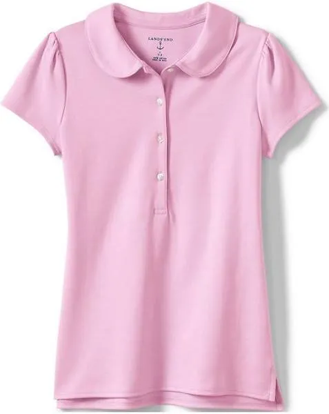 Lands' End Girls School Uniform Short Sleeve Peter Pan Collar Polo Shirt