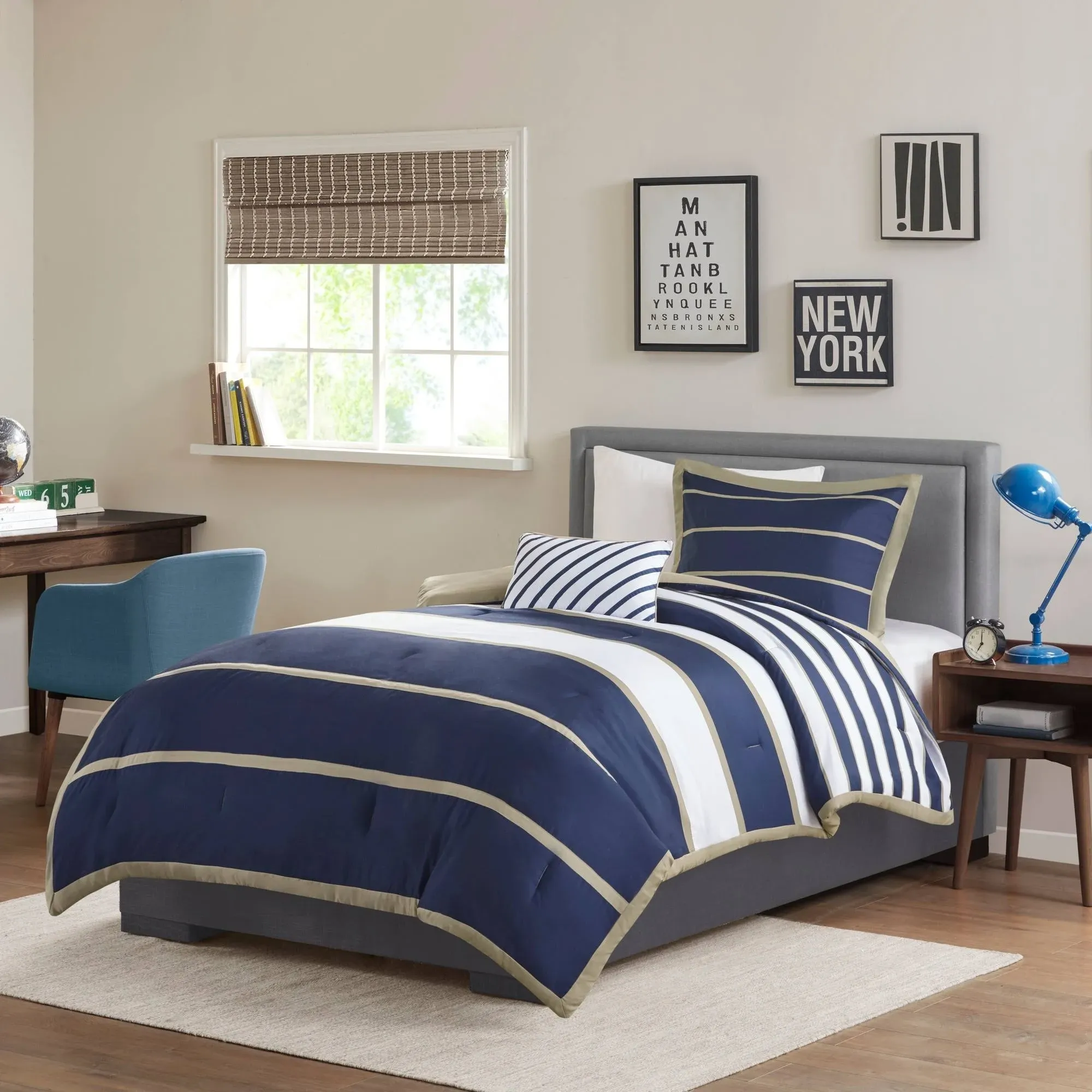 Mi Zone - Ashton Comforter Set - Navy - Twin/Twin XL