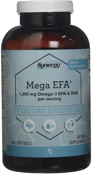 Vitacost Synergy Mega EFA Mini Gels 1200 Mg Per Serving Omega 3 Epa & Dha Natural Strawberry