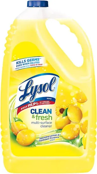 Lysol Multi-Surface Cleaner, Sanitizing And Disinfecting Pour, To Clean And Deodorize, Sparkling Lemon & Sunflower Essence, 144 Fl Oz